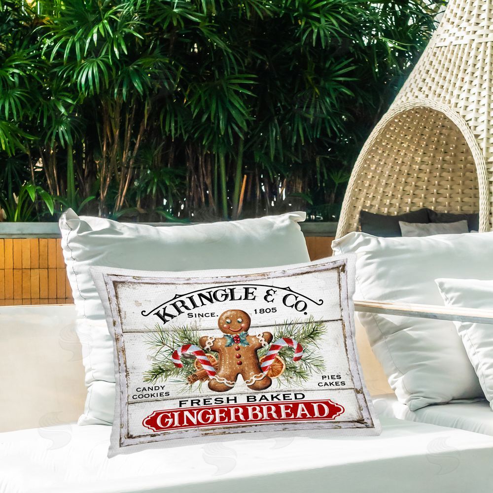Creatif Belle Fresh Gingerbread Cookies Outdoor Quick-Dry Polyester Printed Throw Pillow in Back Yard