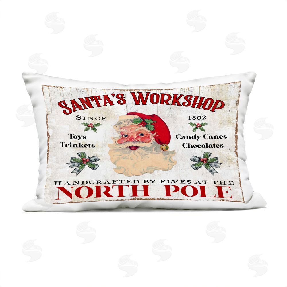 Creatif Belle North Pole Santa's Workshop Outdoor Quick-Dry Polyester Printed Throw Pillow