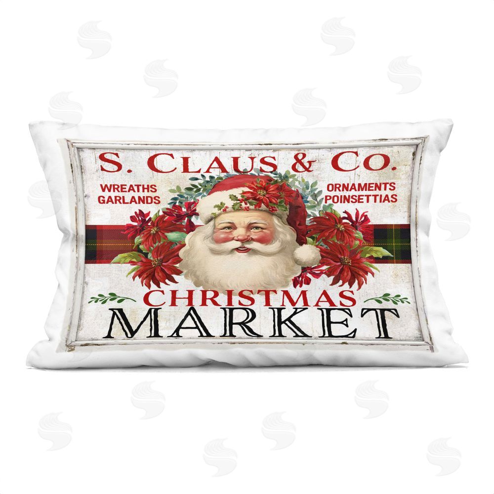 Creatif Belle Holiday Christmas Market Printed Plush Polyester Throw Pillow