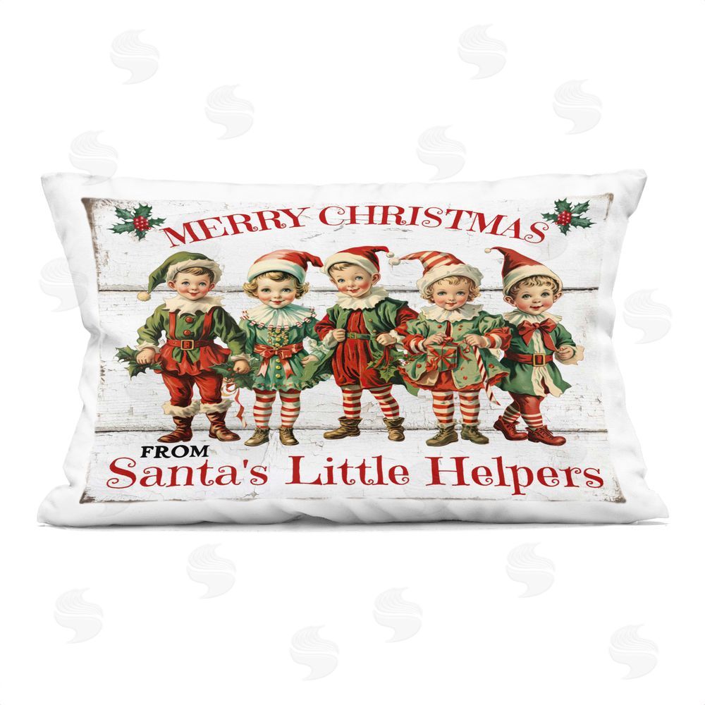 Creatif Belle Santa's Helpers Elves Printed Plush Polyester Throw Pillow