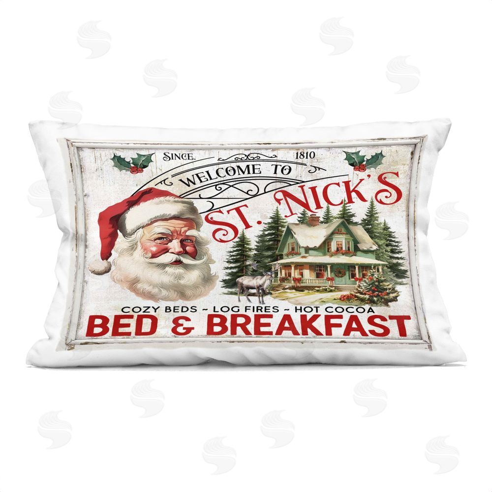 Creatif Belle St Nick's Bed & Breakfast Printed Plush Polyester Throw Pillow