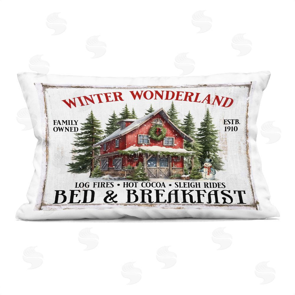 Creatif Belle Winter Bed & Breakfast Printed Plush Polyester Throw Pillow