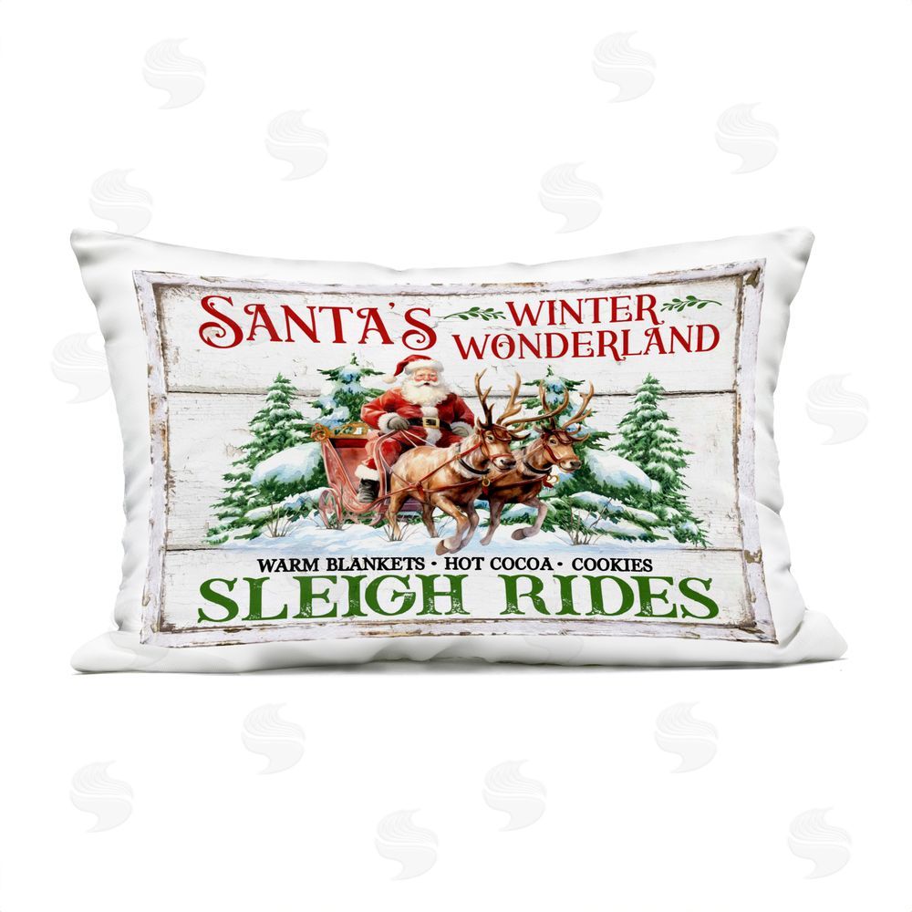 Creatif Belle Winter Wonderland Sleigh Rides Outdoor Quick-Dry Polyester Printed Throw Pillow