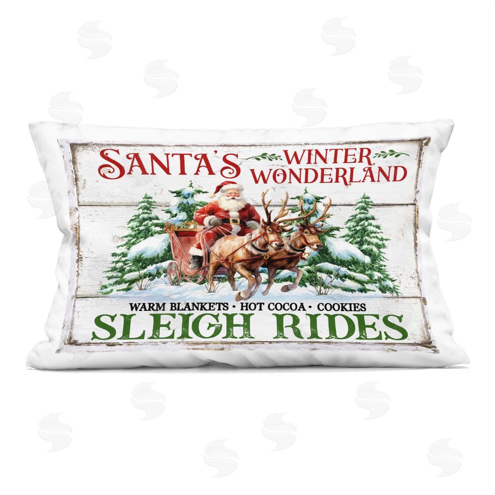 Creatif Belle Winter Wonderland Sleigh Rides Printed Plush Polyester Throw Pillow