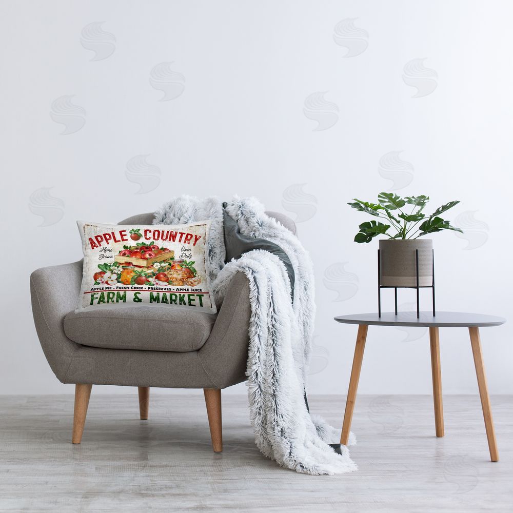 Creatif Belle Apple Country Market Printed Plush Polyester Throw Pillow On Chair