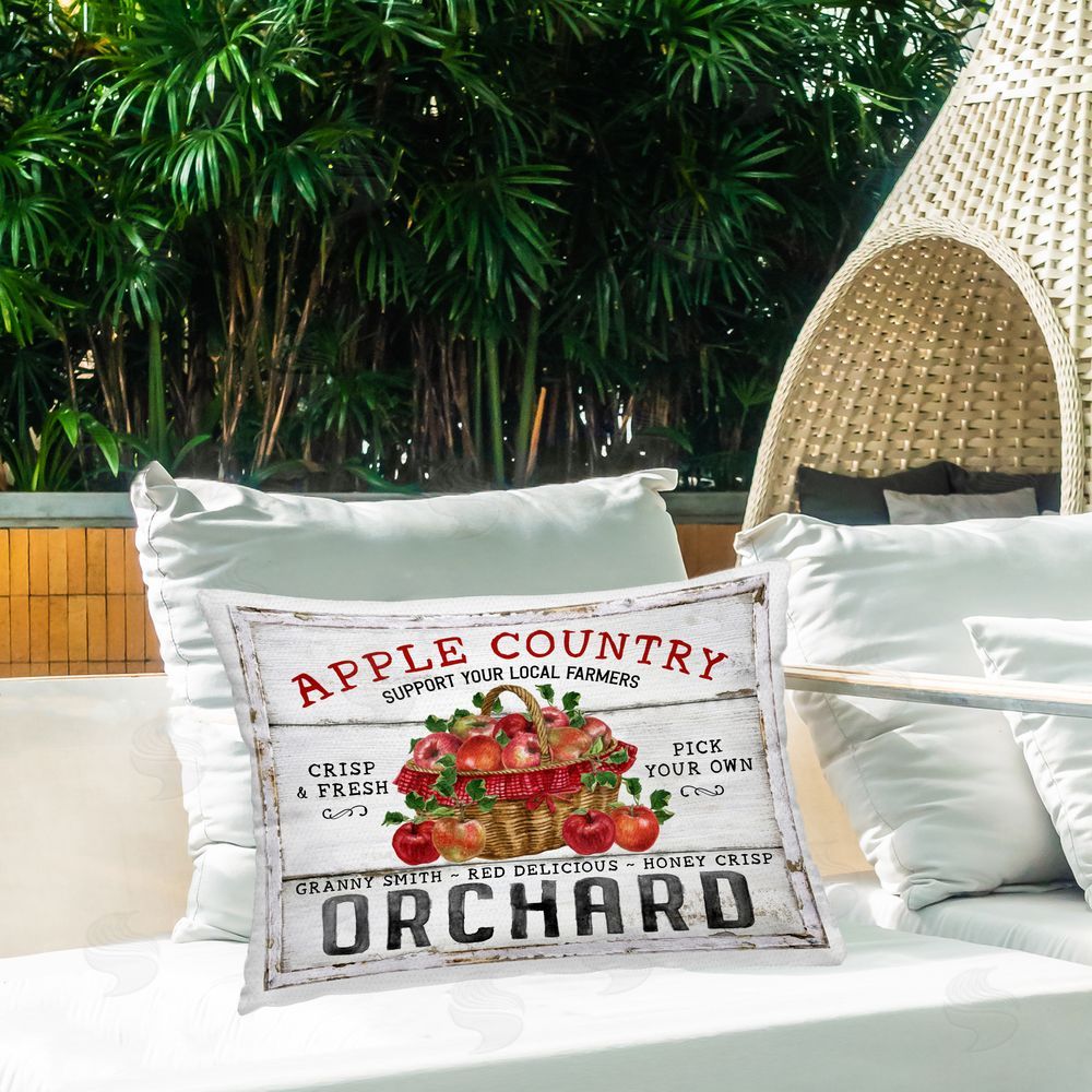 Creatif Belle Rustic Apple Orchard Outdoor Quick-Dry Polyester Printed Throw Pillow in Back Yard