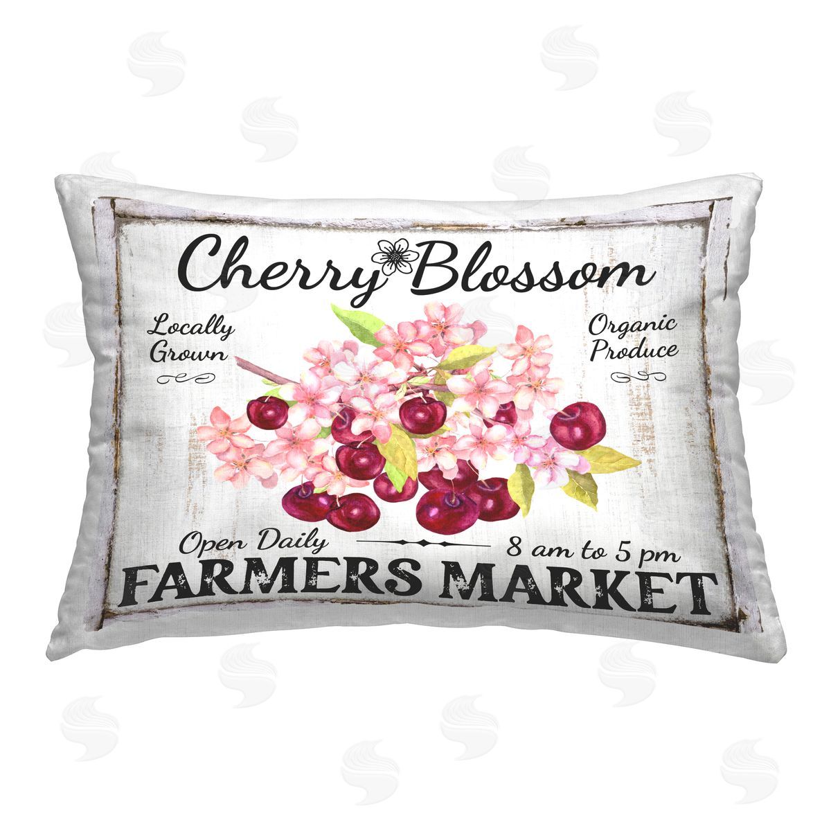 Creatif Belle Cherry Blossom Farmer's Market Printed Plush Polyester Throw Pillow