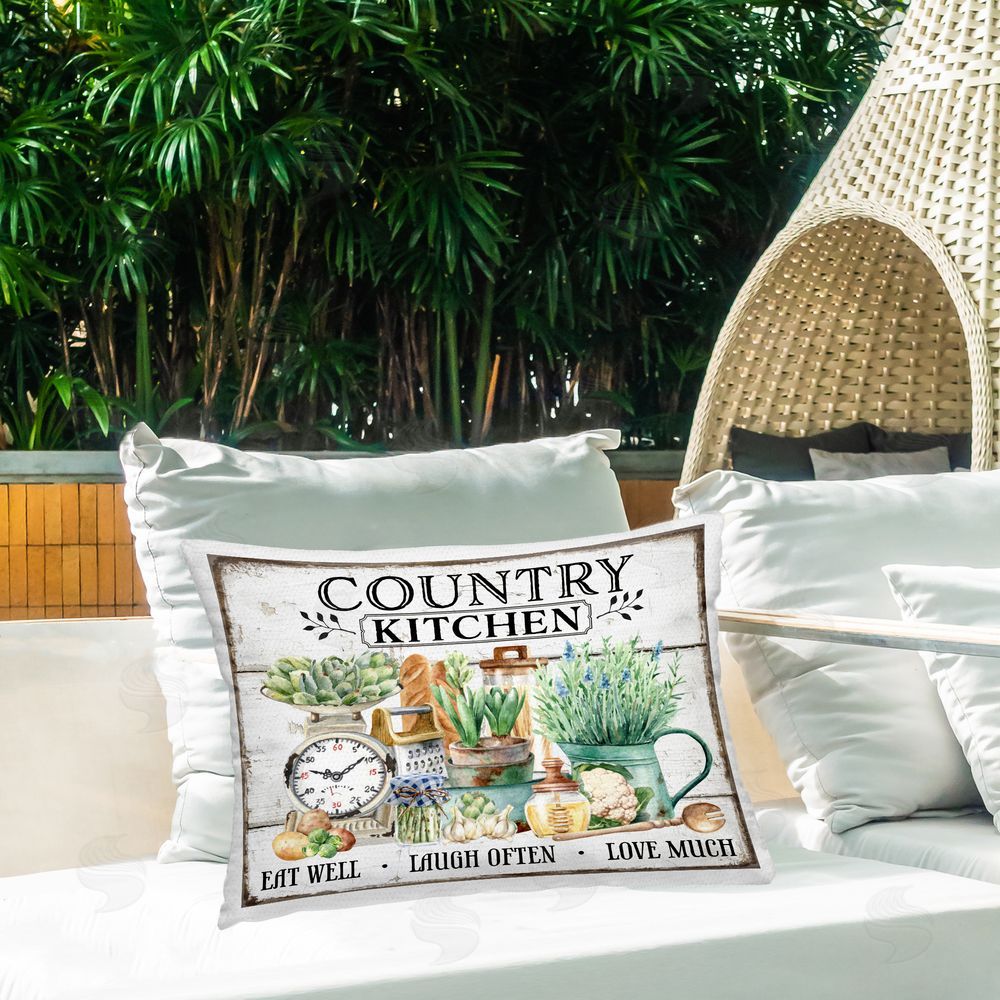 Creatif Belle Country Kitchen Still Life Outdoor Quick-Dry Polyester Printed Throw Pillow in Back Yard