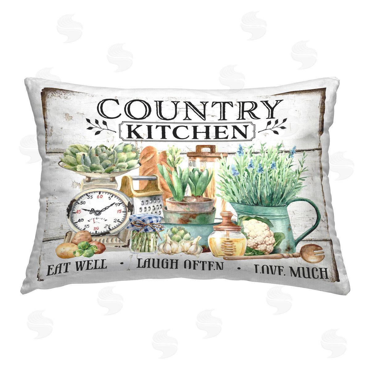 Creatif Belle Country Kitchen Still Life Printed Plush Polyester Throw Pillow