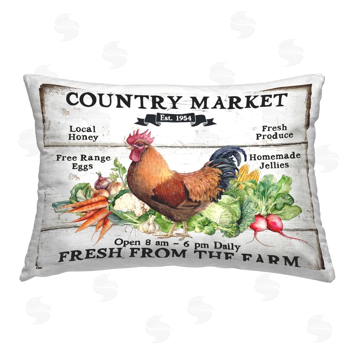 Creatif Belle Country Market Vegetables Printed Plush Polyester Throw Pillow