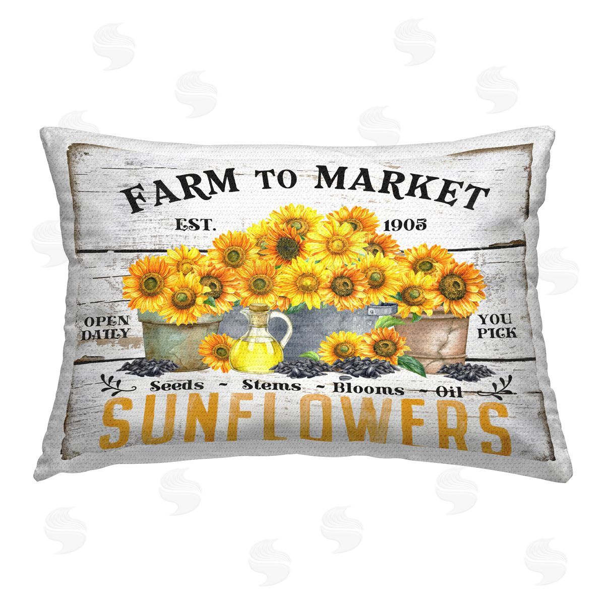 Creatif Belle Farm To Market Sunflowers Outdoor Quick-Dry Polyester Printed Throw Pillow