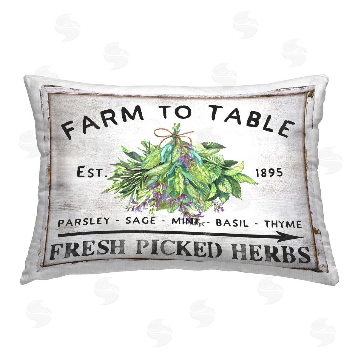 Creatif Belle Vintage Farm Herbs Printed Plush Polyester Throw Pillow