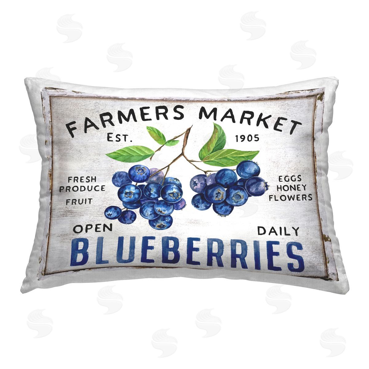 Creatif Belle Farmers Market Bluberries Printed Plush Polyester Throw Pillow