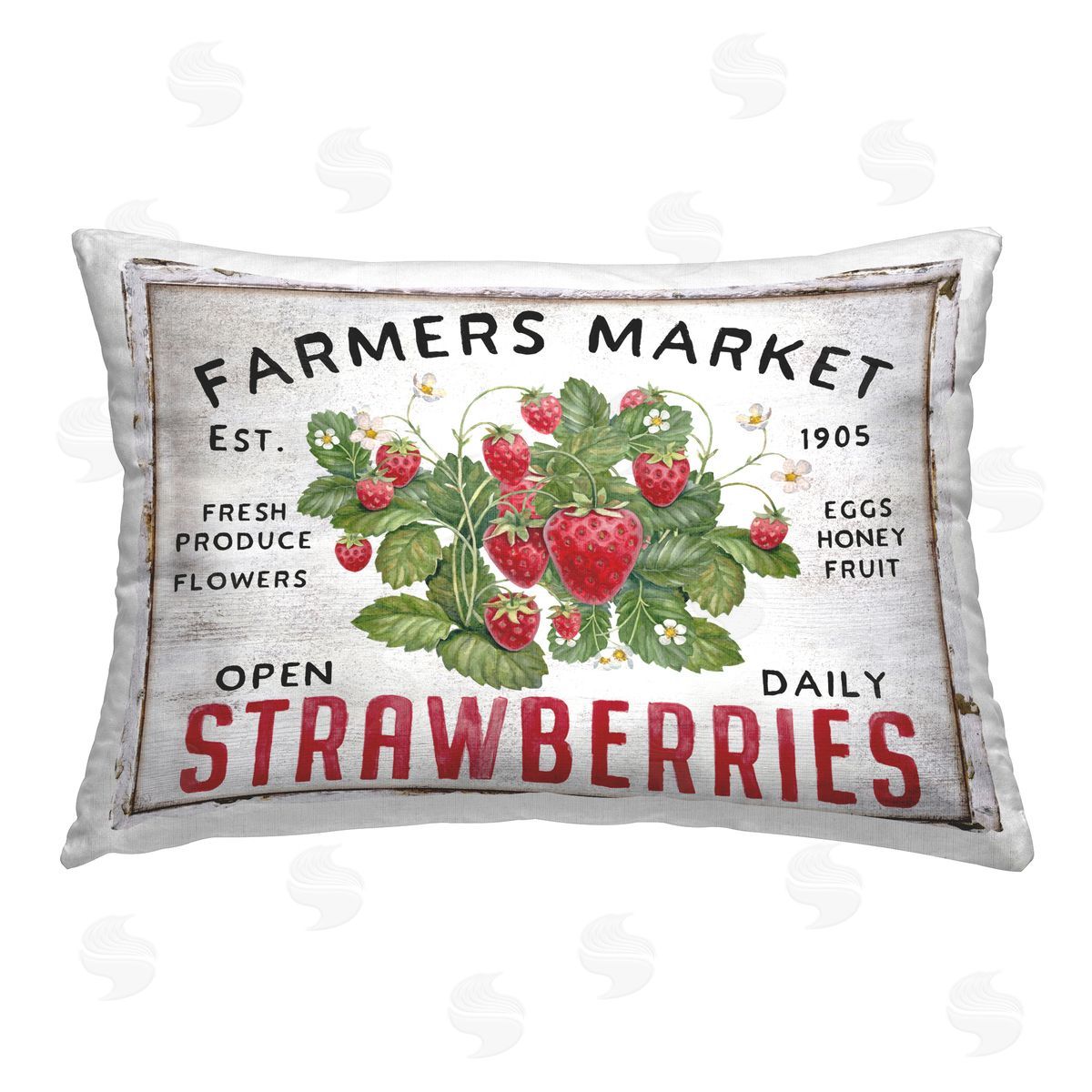 Creatif Belle Farmers Market Strawberries Printed Plush Polyester Throw Pillow