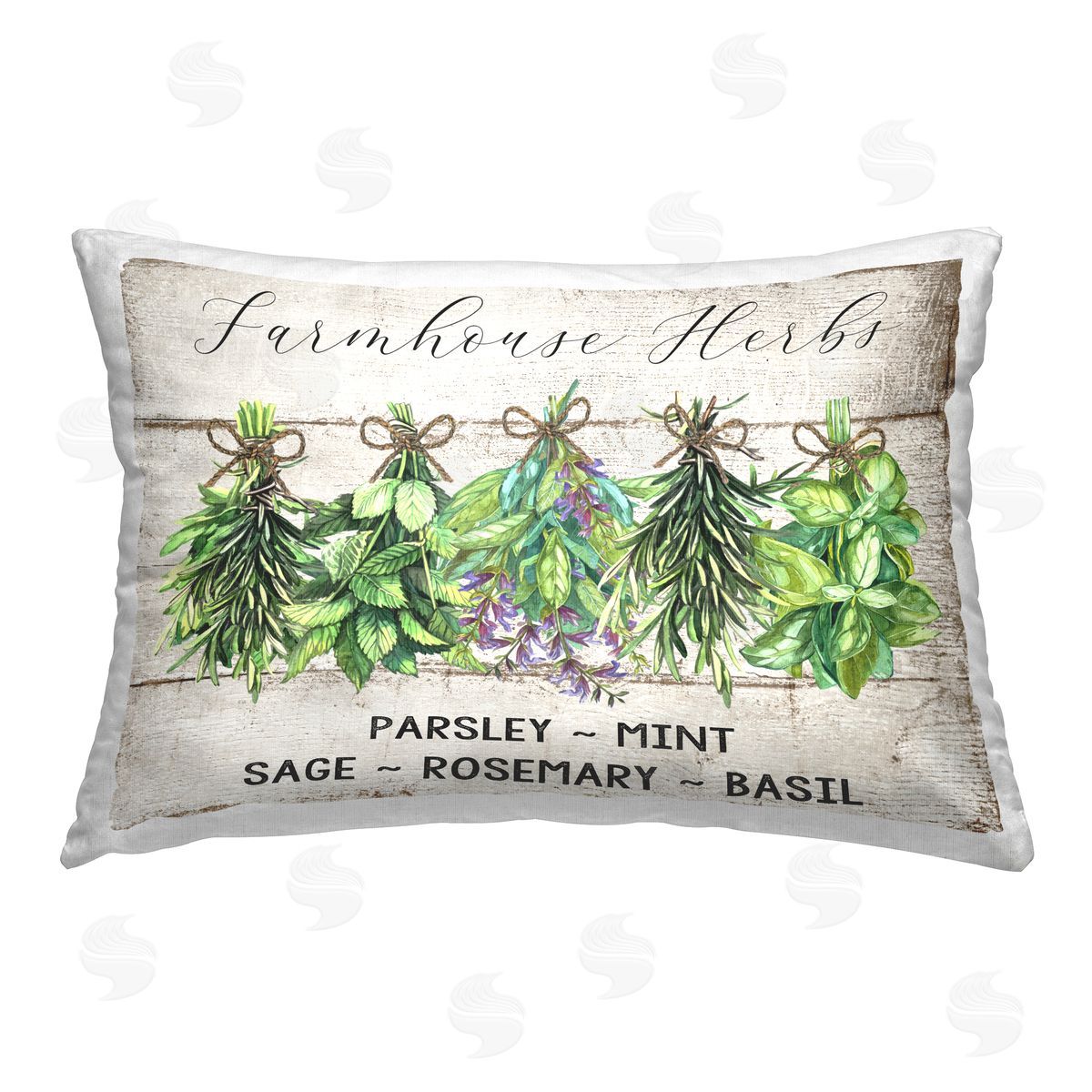 Creatif Belle Vintage Farm Market Herbs Printed Plush Polyester Throw Pillow