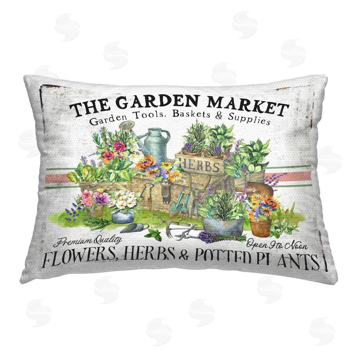 Creatif Belle Garden Market Bistro Stripe Outdoor Quick-Dry Polyester Printed Throw Pillow