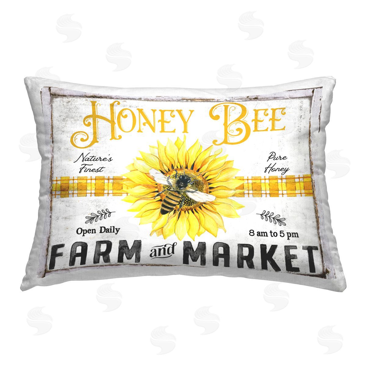 Creatif Belle Rustic Honey Bee & Flower Printed Plush Polyester Throw Pillow
