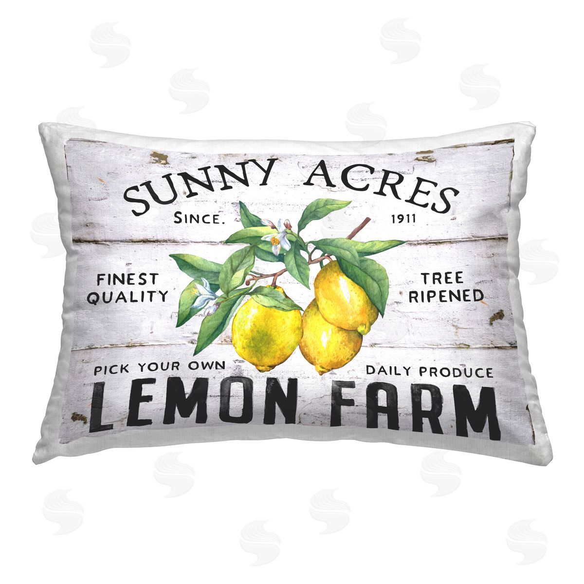 Creatif Belle Sunny Acres Lemon Farm Printed Plush Polyester Throw Pillow