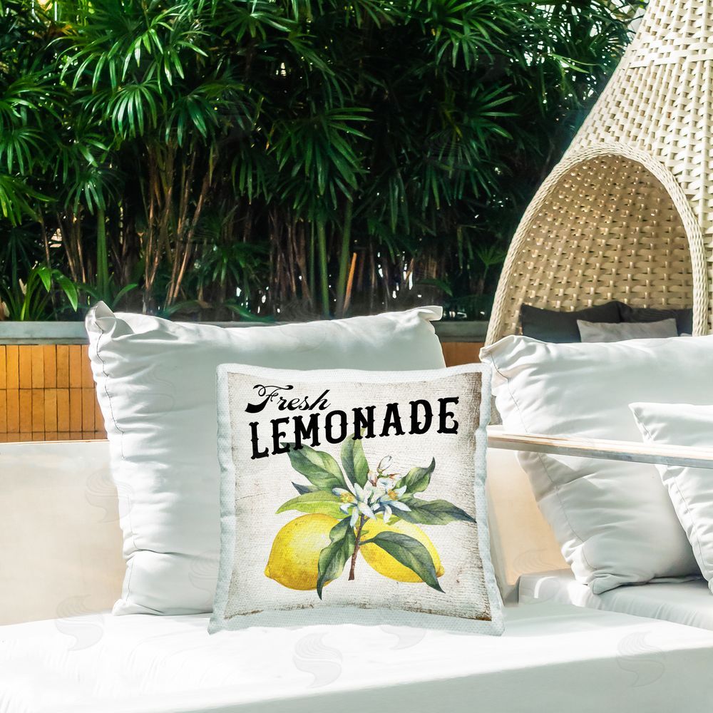 Creatif Belle Rustic Fresh Lemonade Outdoor Quick-Dry Polyester Printed Throw Pillow in Back Yard