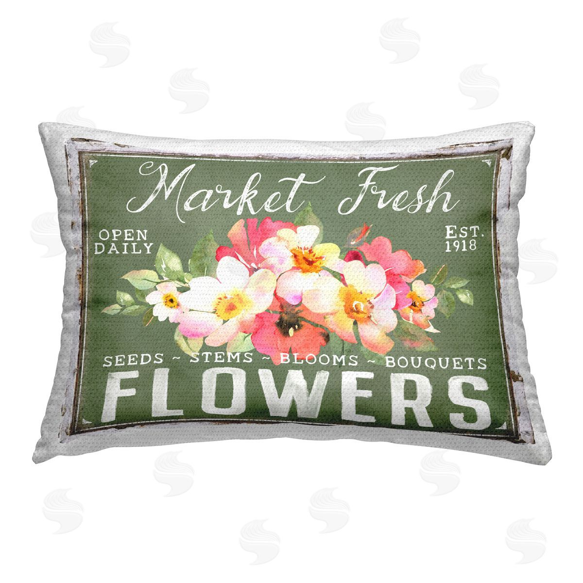 Creatif Belle Antique Market Fresh Flowers Outdoor Quick-Dry Polyester Printed Throw Pillow