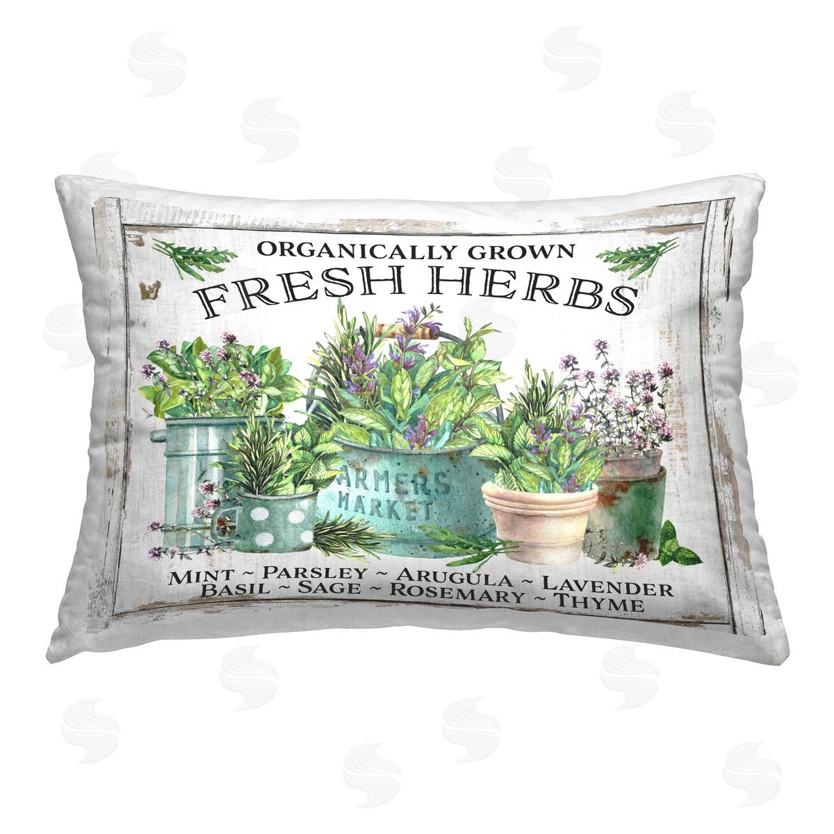 Creatif Belle Organic Fresh Herbs Printed Plush Polyester Throw Pillow