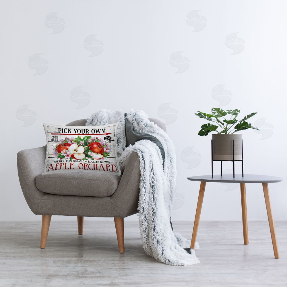Creatif Belle Pick Your Own Apples Printed Plush Polyester Throw Pillow On Chair