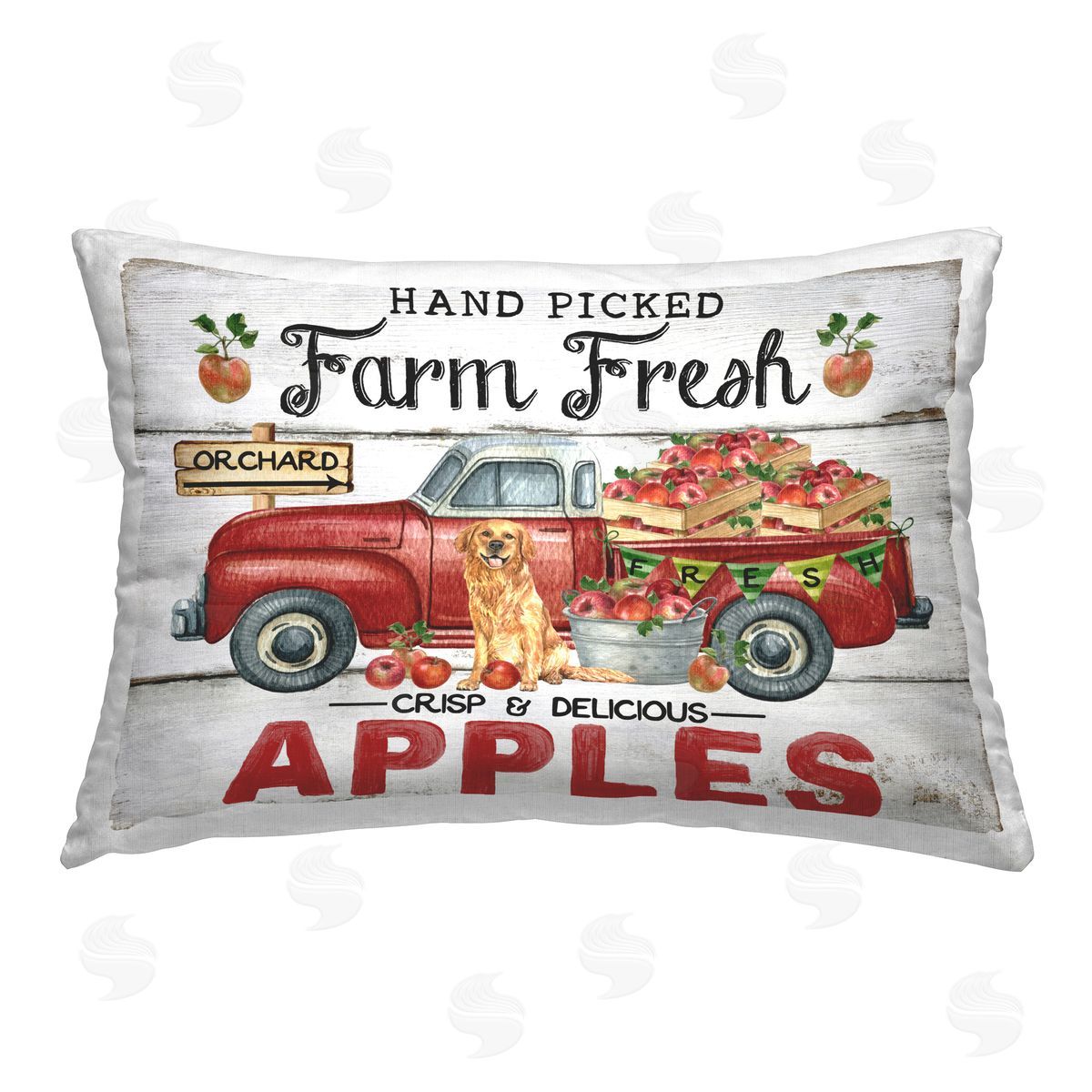 Creatif Belle Farm Fresh Apples Truck Printed Plush Polyester Throw Pillow