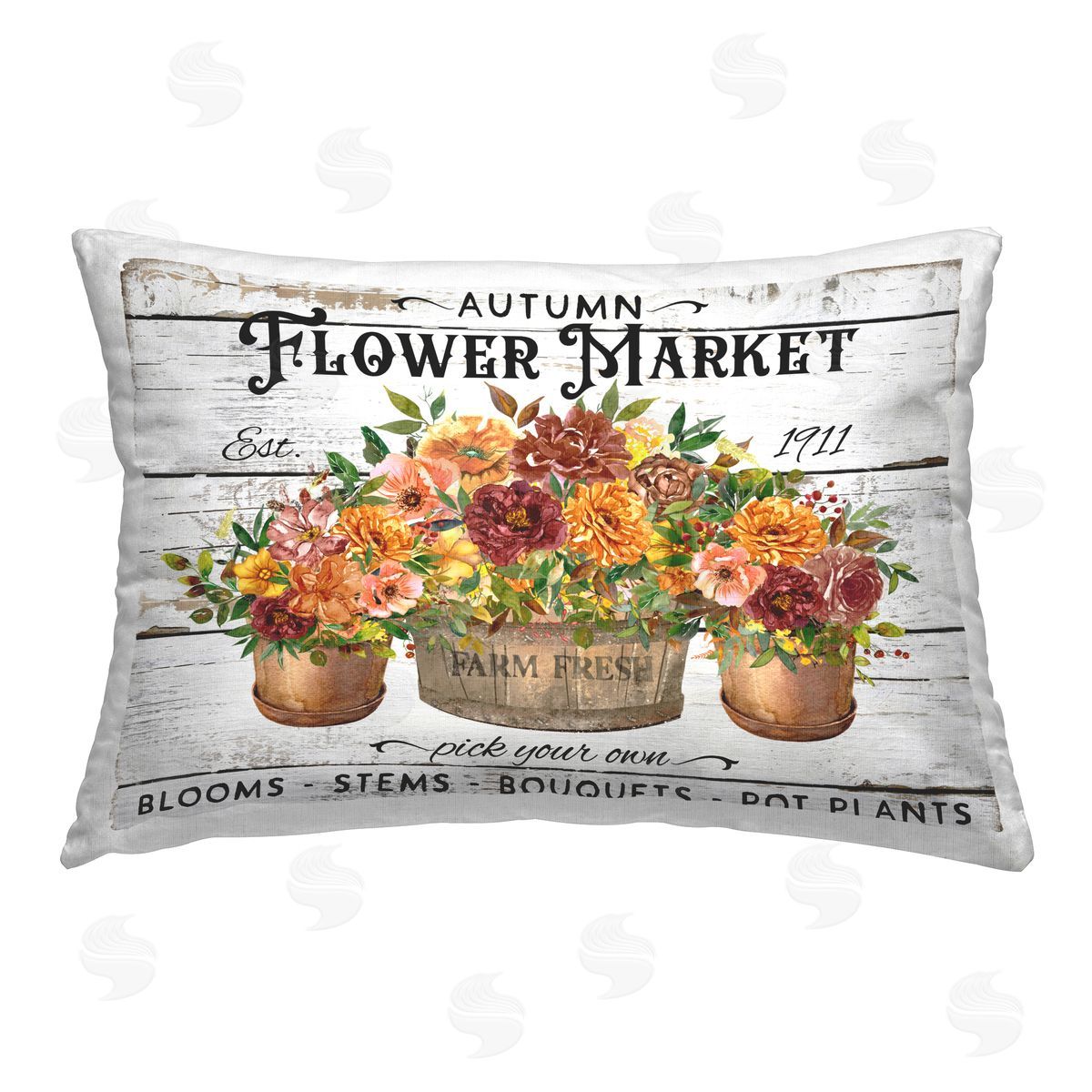 Creatif Belle Autumn Flower Market Printed Plush Polyester Throw Pillow