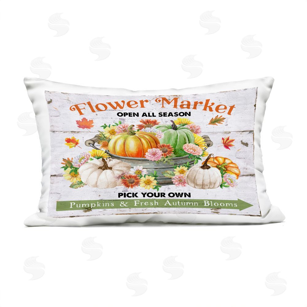 Creatif Belle Autumn Flower Market Outdoor Quick-Dry Polyester Printed Throw Pillow