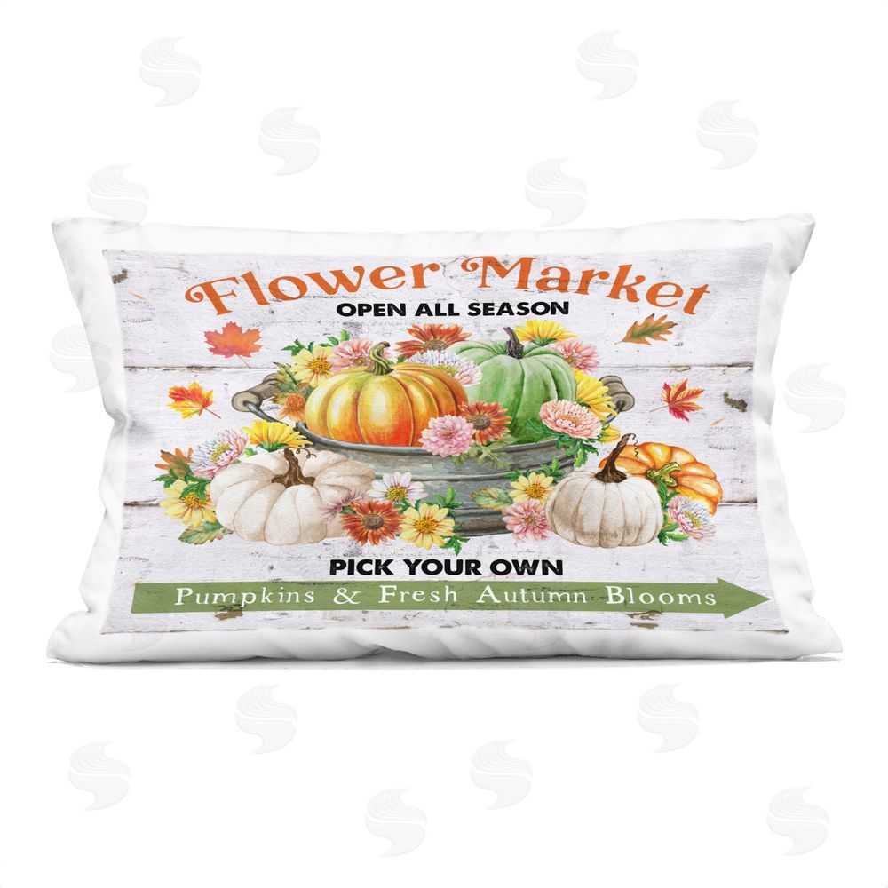 Creatif Belle Autumn Flower Market Printed Plush Polyester Throw Pillow