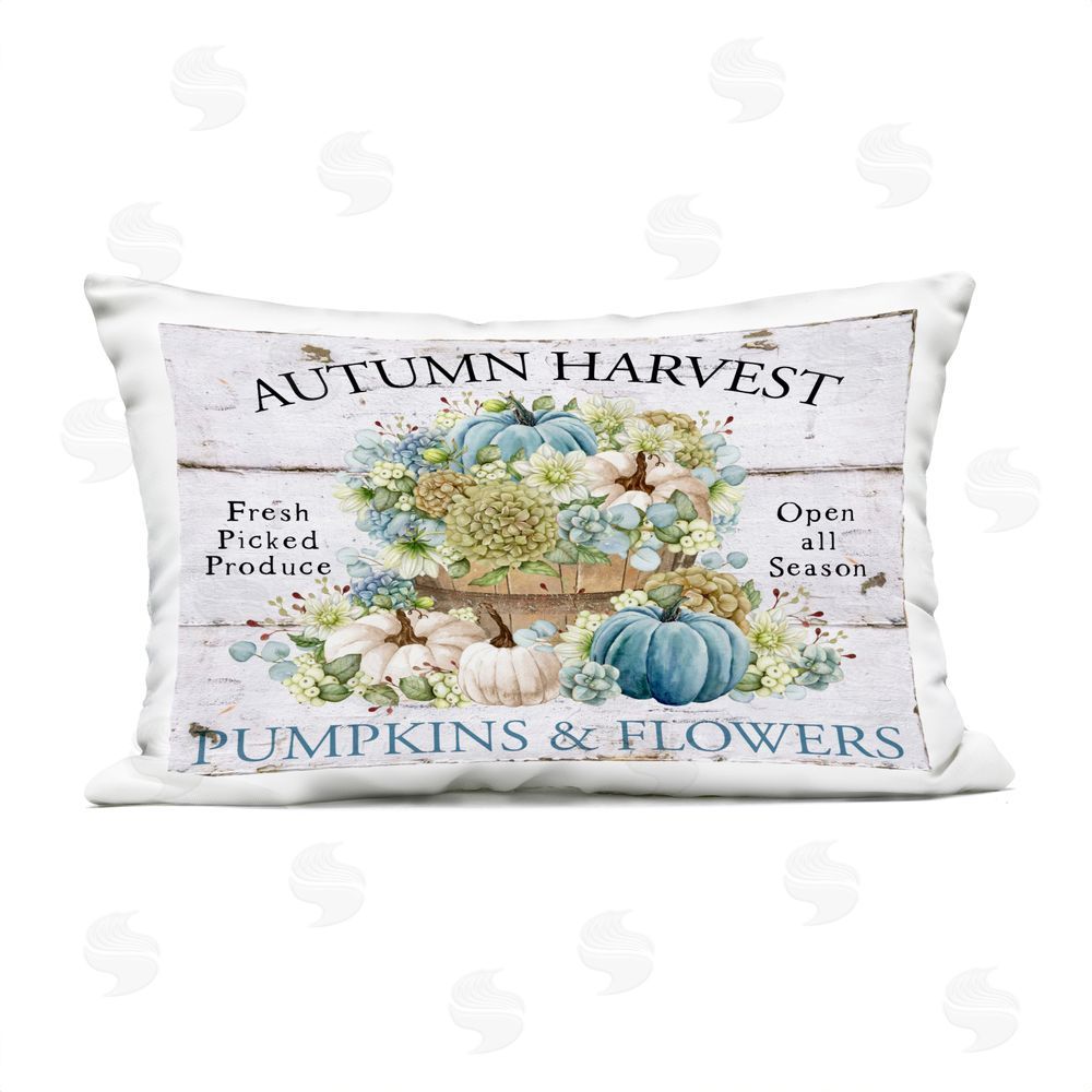 Creatif Belle Pumpkins & Flowers Harvest Outdoor Quick-Dry Polyester Printed Throw Pillow