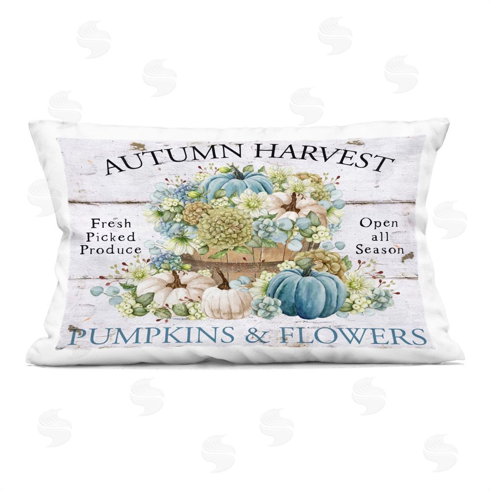 Creatif Belle Pumpkins & Flowers Harvest Printed Plush Polyester Throw Pillow