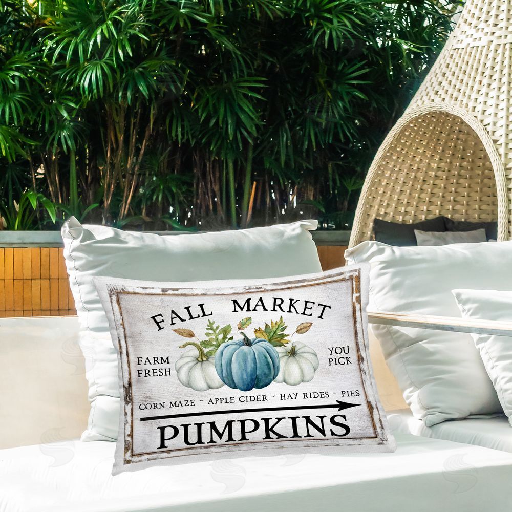 Creatif Belle Fall Market with Arrow Outdoor Quick-Dry Polyester Printed Throw Pillow in Back Yard