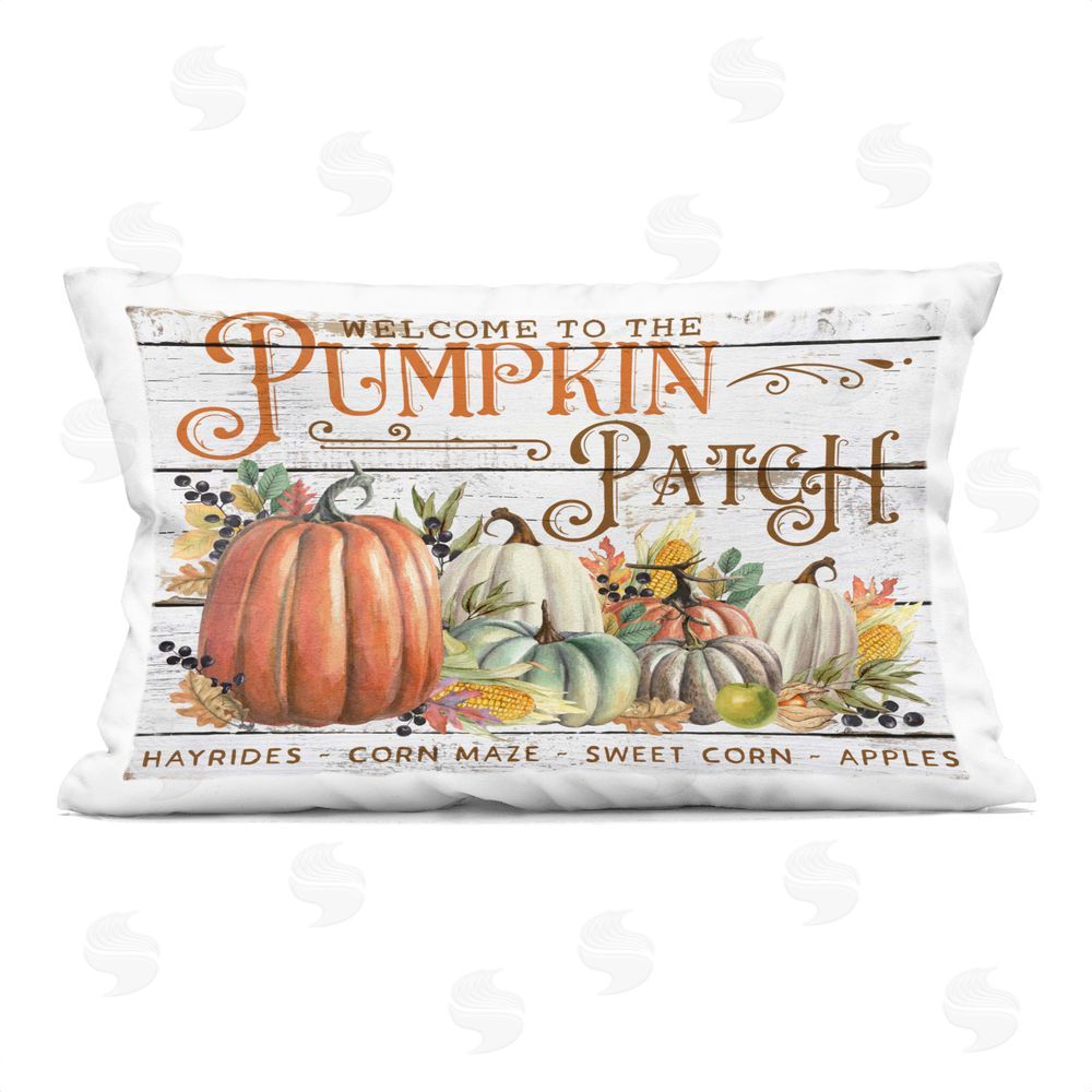 Creatif Belle Welcome Pumpkin Patch Printed Plush Polyester Throw Pillow