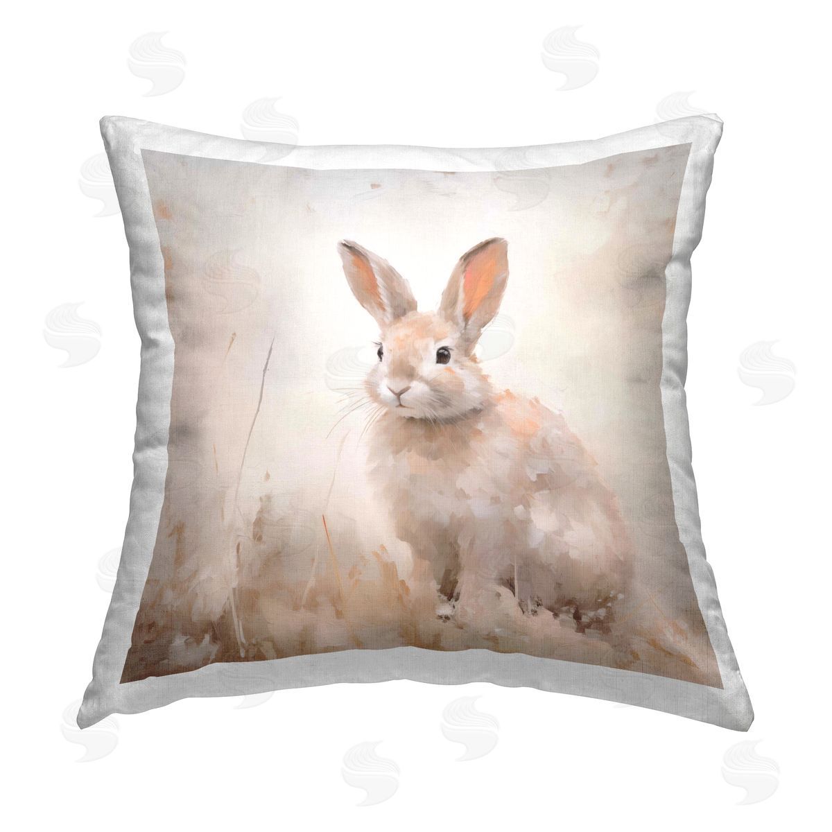 Arlington Prints Neutral Gazing Bunny Printed Plush Polyester Throw Pillow