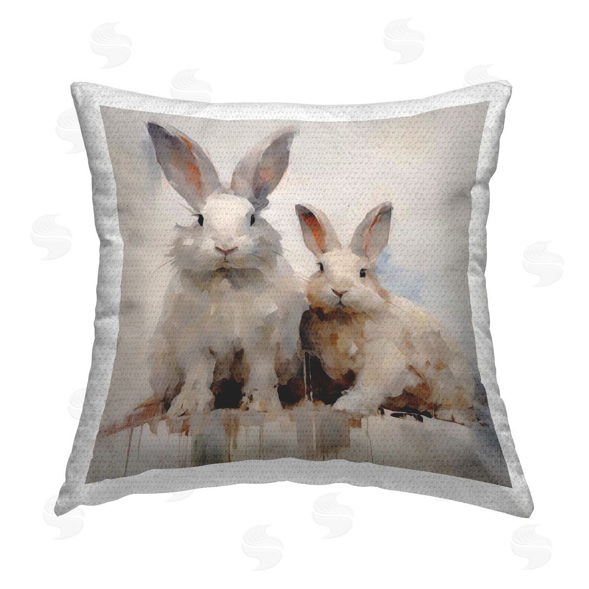 Arlington Prints Fluffy Spring Rabbits Outdoor Quick-Dry Polyester Printed Throw Pillow