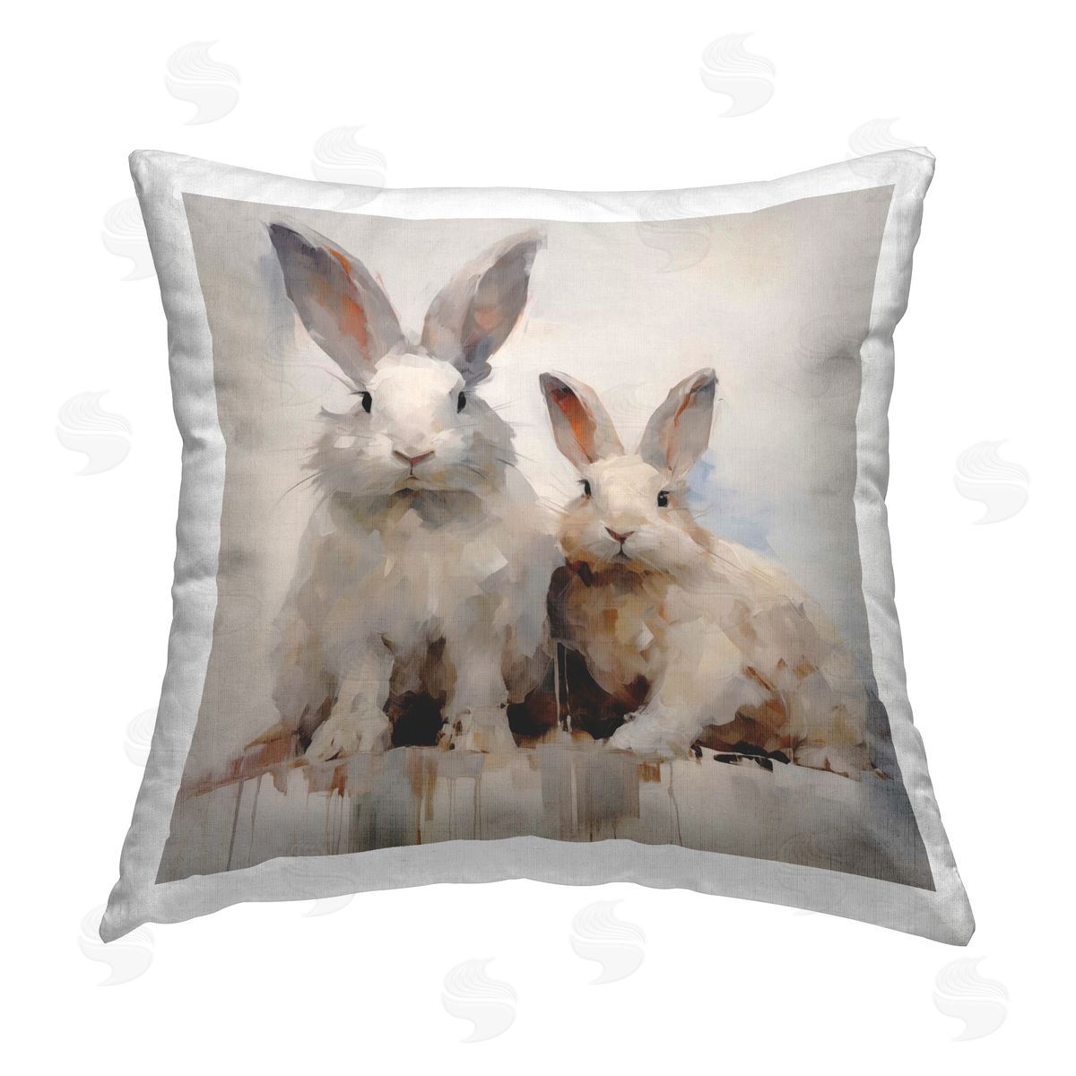 Arlington Prints Fluffy Spring Rabbits Printed Plush Polyester Throw Pillow