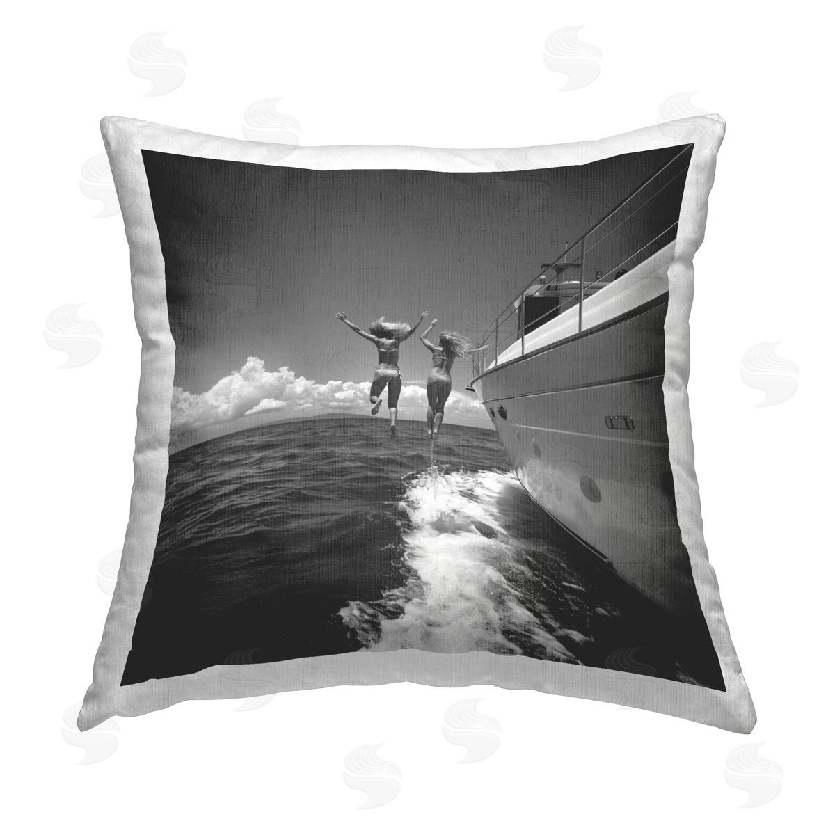 LSR Design Studio Jumping Into Ocean Printed Plush Polyester Throw Pillow