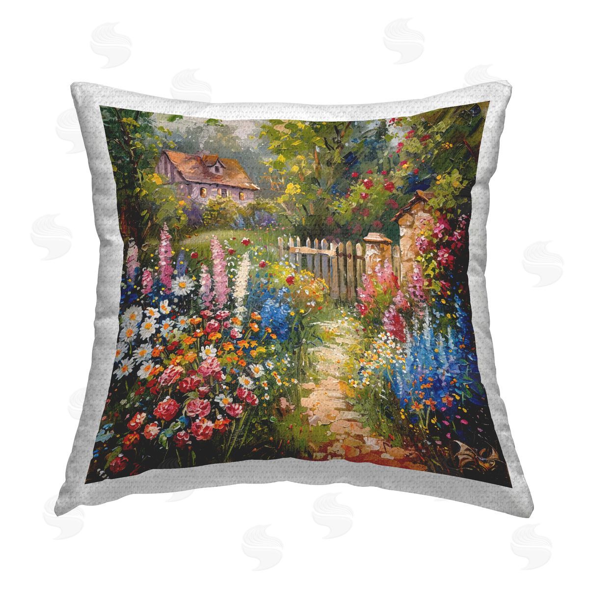 LSR Design Studio Blooming Spring Cottage Outdoor Quick-Dry Polyester Printed Throw Pillow