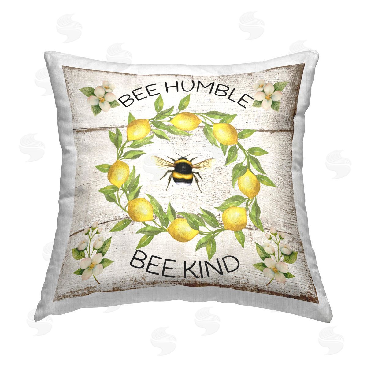 Creatif Belle Bee Humble & Kind Rustic Printed Plush Polyester Throw Pillow
