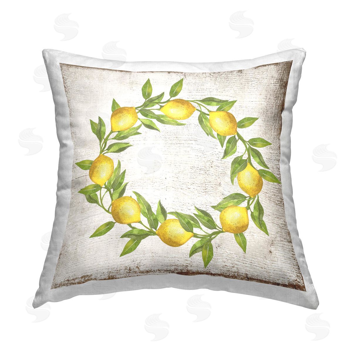 Creatif Belle O Letter Lemon Wreath Printed Plush Polyester Throw Pillow