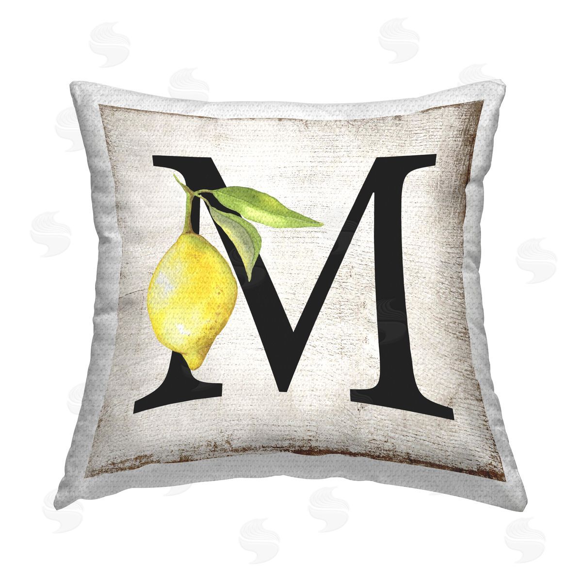 Creatif Belle M with Lemon Letter Outdoor Quick-Dry Polyester Printed Throw Pillow