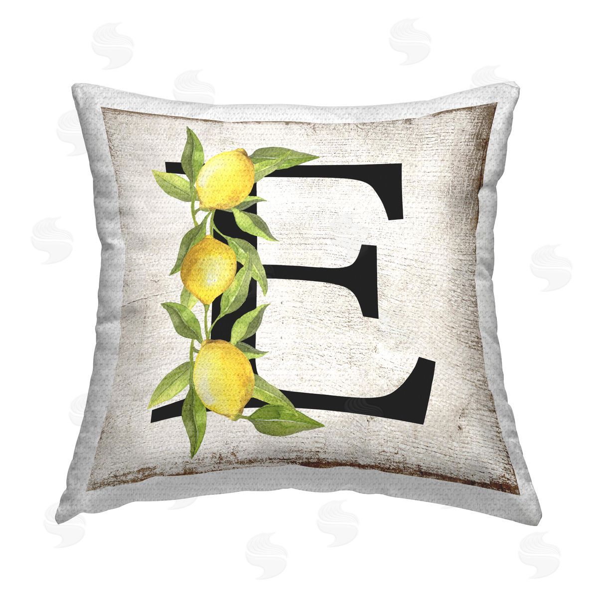 Creatif Belle E with Lemon Letter Outdoor Quick-Dry Polyester Printed Throw Pillow