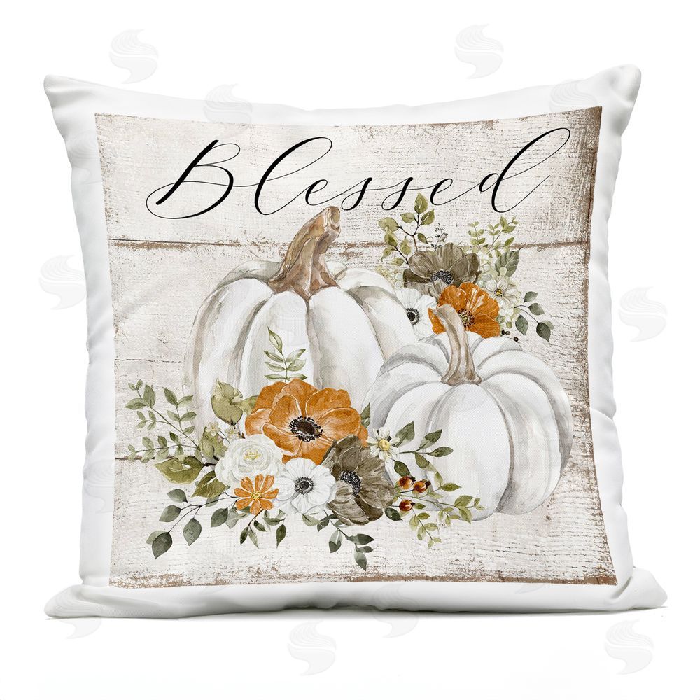 LSR Design Studio Blessed Floral Pumpkin Outdoor Quick-Dry Polyester Printed Throw Pillow
