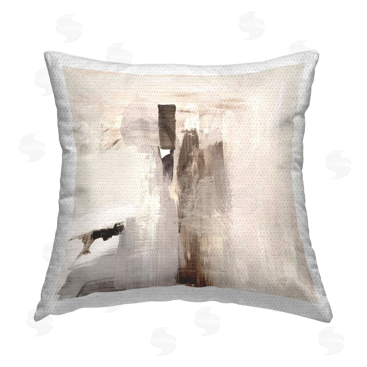 Susan Jill Off-White with Brown Streaks Outdoor Quick-Dry Polyester Printed Throw Pillow