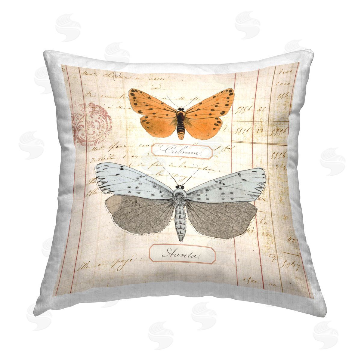 Susan Arnot Vintage Butterfly Specimen Printed Plush Polyester Throw Pillow