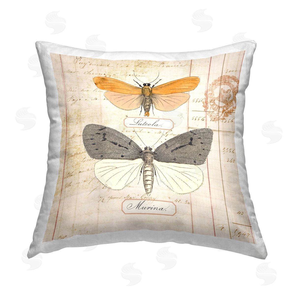 Susan Arnot Yellow & Grey Butterflies Printed Plush Polyester Throw Pillow