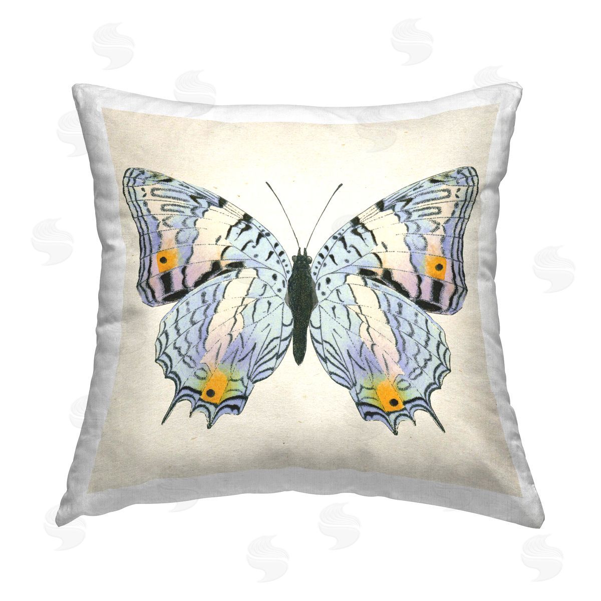 Susan Arnot Butterfly with Yellow Details Printed Plush Polyester Throw Pillow