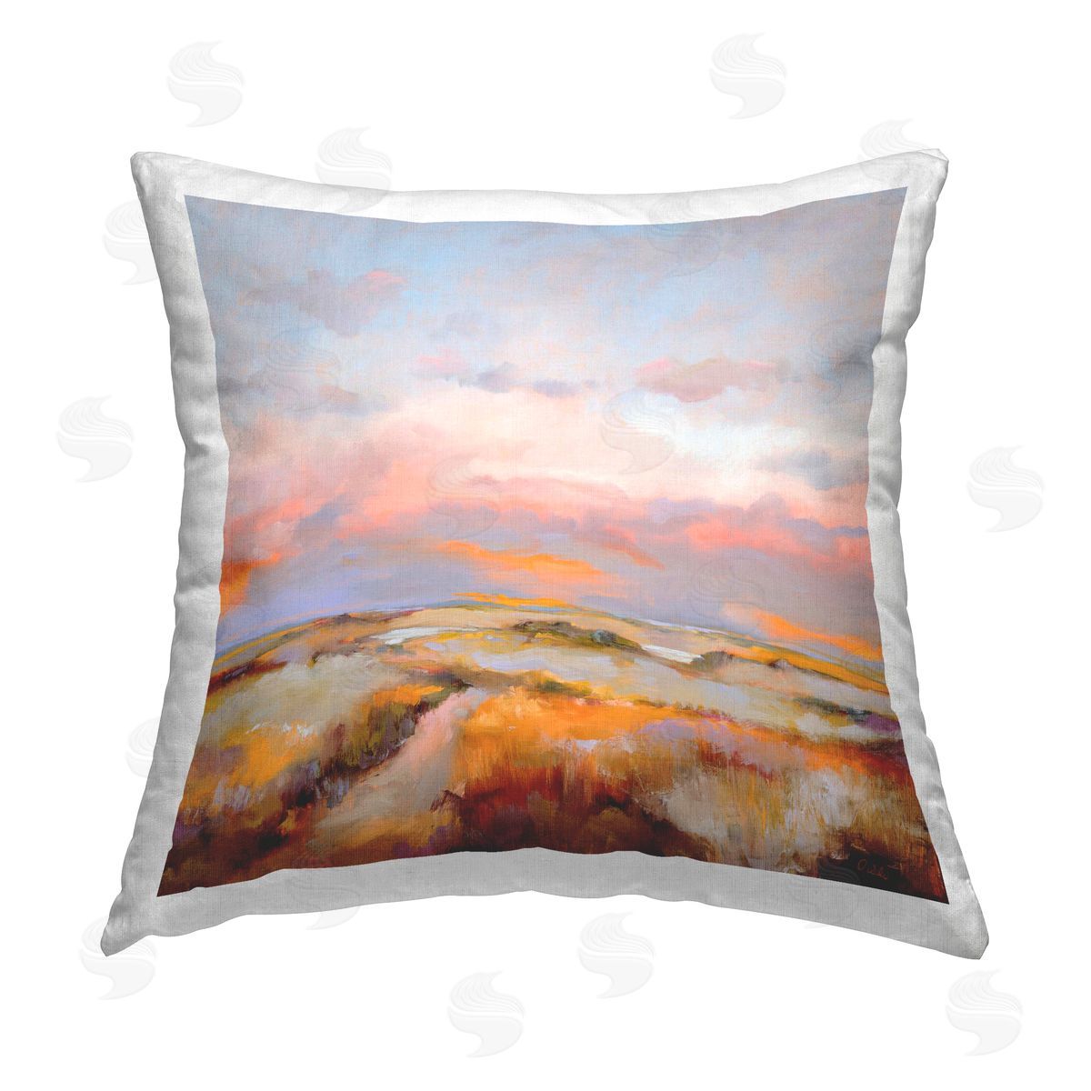 Odile Bright Sun Bleached Meadow Printed Plush Polyester Throw Pillow