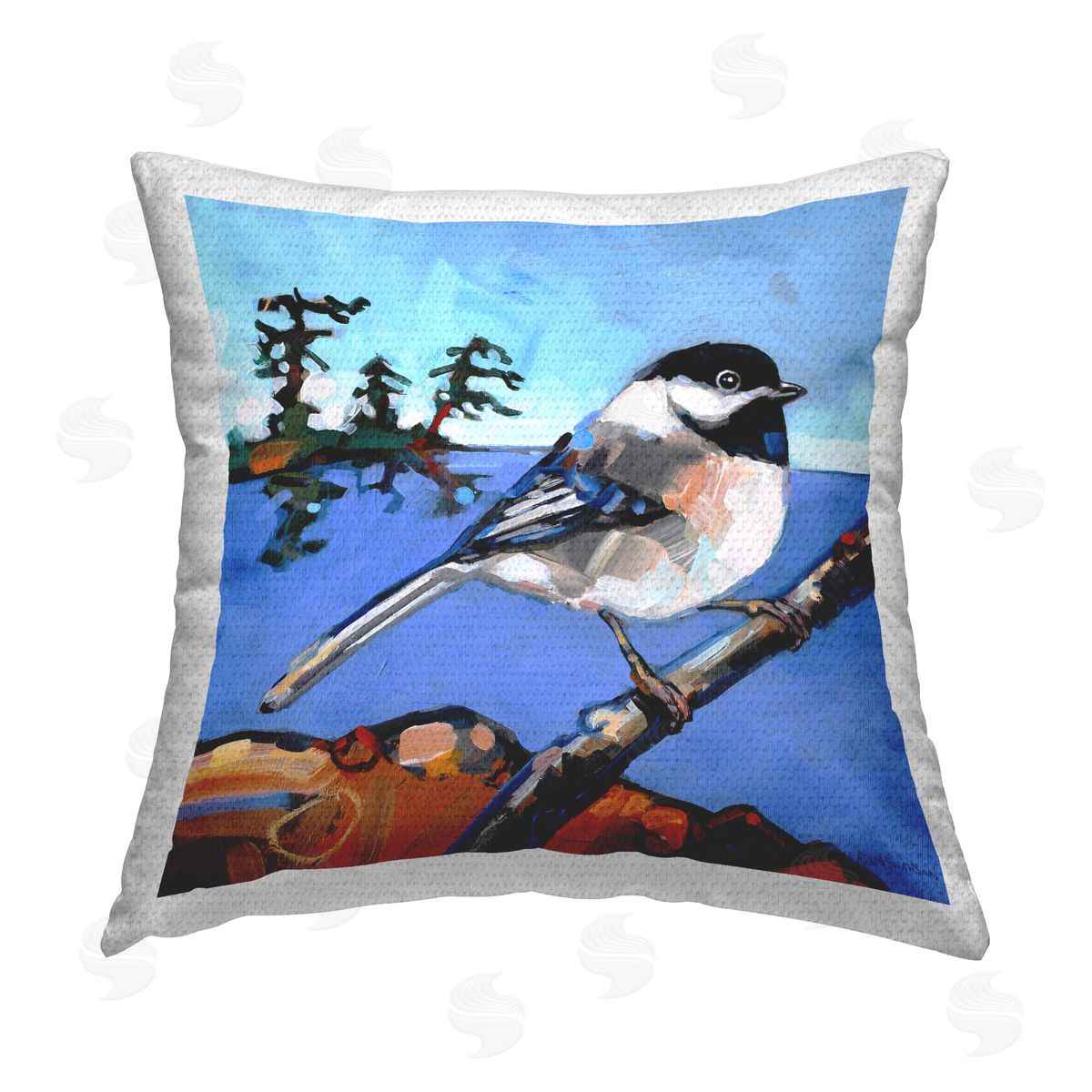 Adam Swanson Swallow Bird Perched Outdoor Quick-Dry Polyester Printed Throw Pillow